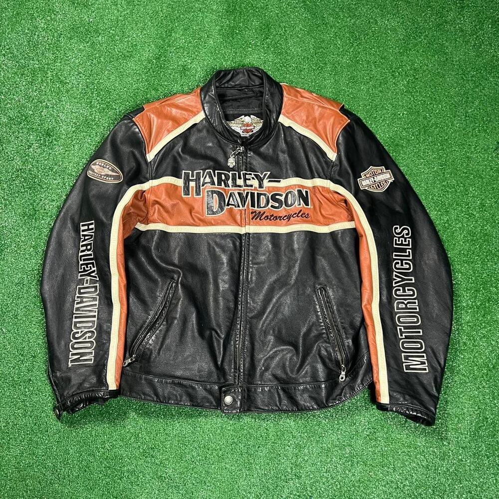 Harley Davidson leather jacket 90s vintage made in USA mens XXL